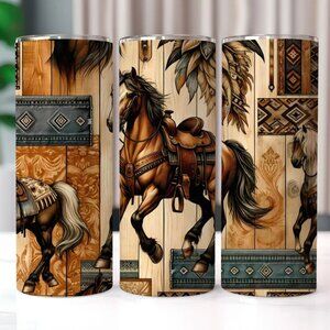 Boho Horses Gift Set, Travel Coffee Mug, Country Girl Tumbler